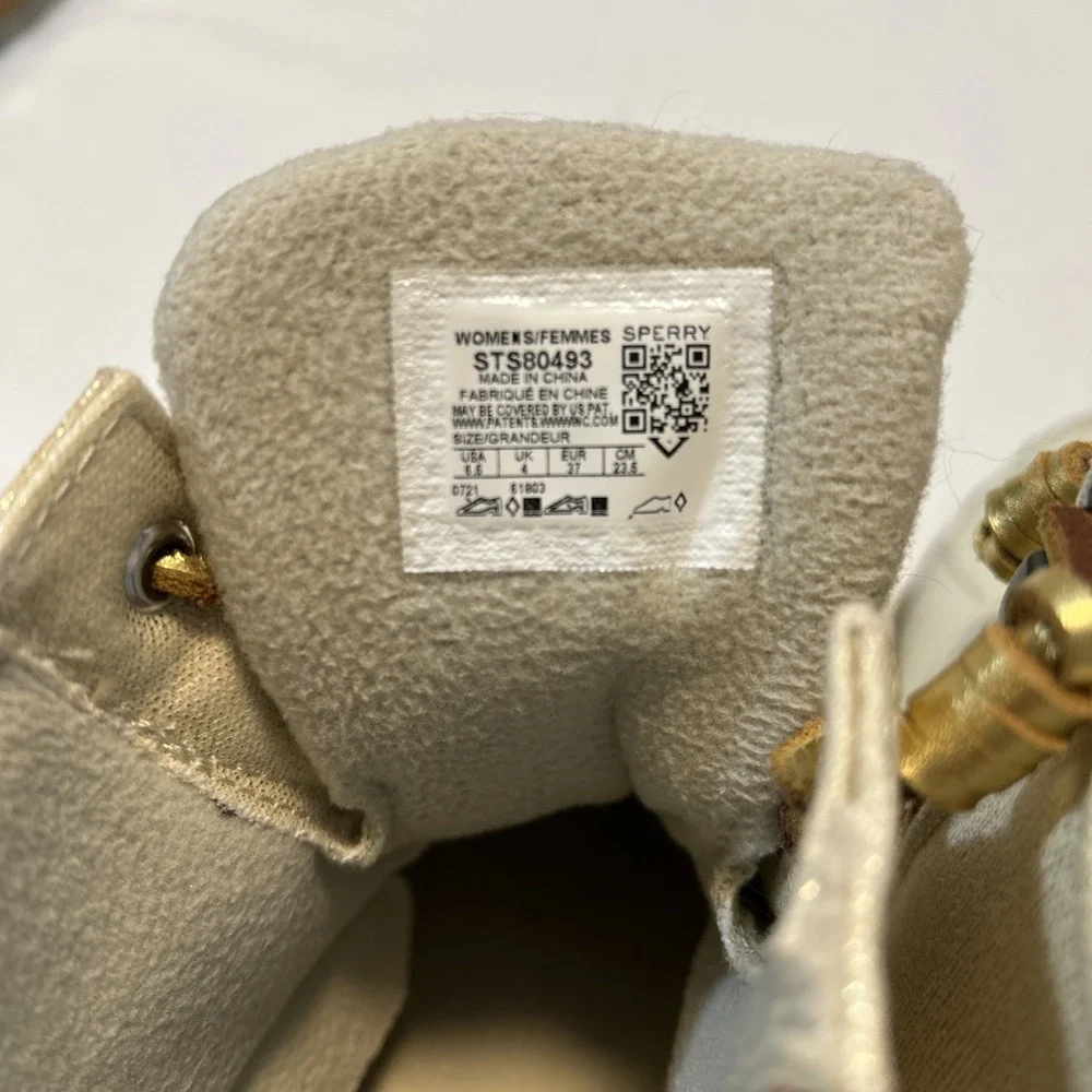 Sperry‎ Top-Sider Women 6.5 duck boots Saltwater Canvas Oat/Gold Rain Boots 286
